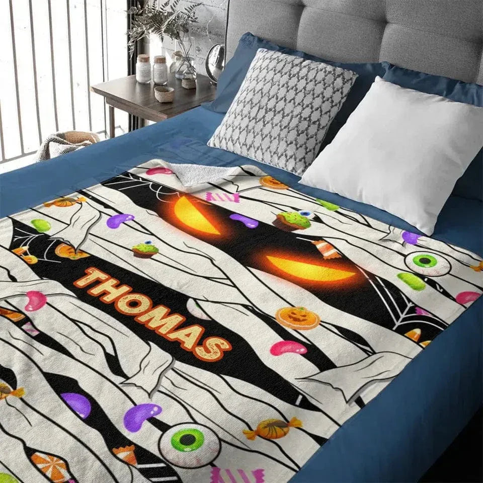 Personalized Halloween Blanket Mummy - Funny Halloween Blanket - Joliny