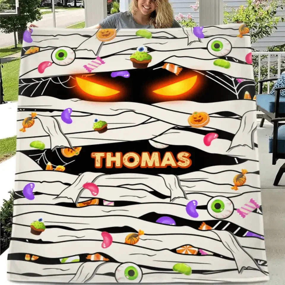 Personalized Halloween Blanket Mummy - Funny Halloween Blanket - Joliny