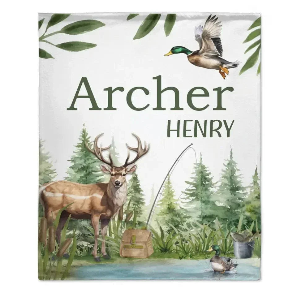 Personalized Hunter Baby Blanket, New Baby Gift, Duck Hunter Nursery Theme - Joliny