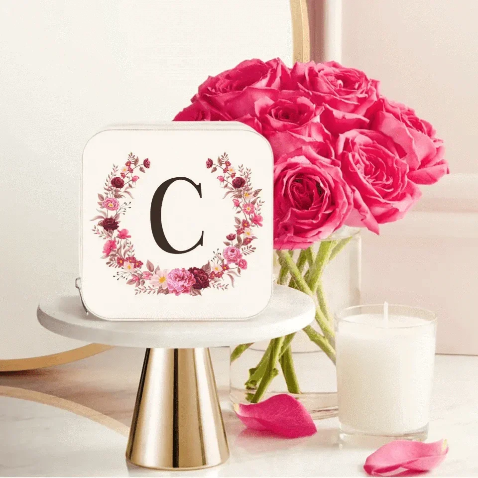 Personalized Initial Travel Jewelry Case for Women - Gift for Mom - Joliny