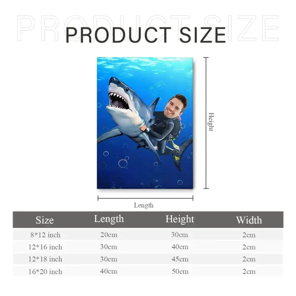 Personalized Kid Riding a Shark,Custom Portrait From Photo - Gifts for Kids and Adults - Joliny