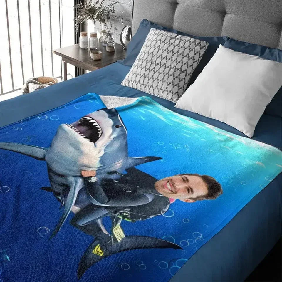 Personalized Kid Riding a Shark,Custom Portrait From Photo - Gifts for Kids and Adults - Joliny