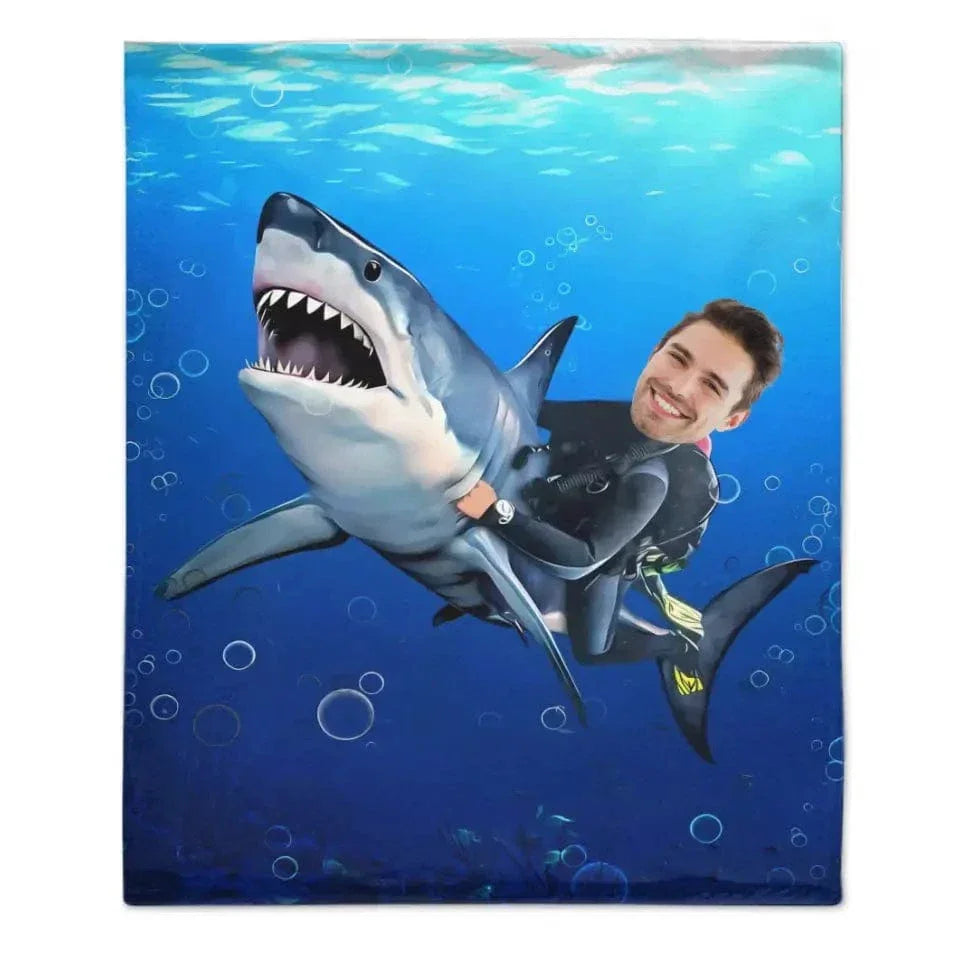 Personalized Kid Riding a Shark,Custom Portrait From Photo - Gifts for Kids and Adults - Joliny