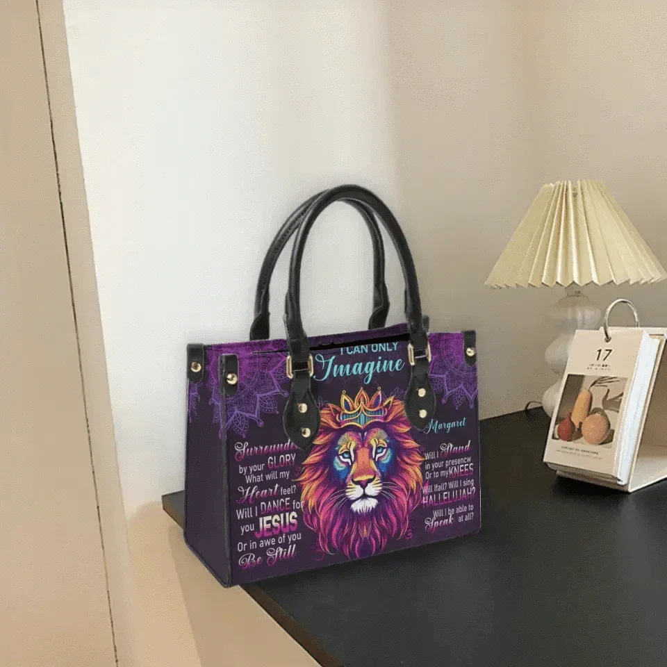 Personalized Leather Bag - Lion I Can Only Imagine - Joliny