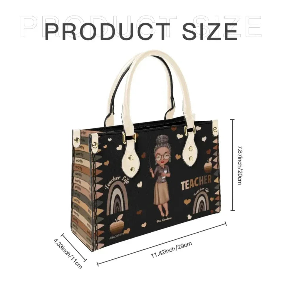 Personalized Leather Bucket Bag - Gift For Teacher - Joliny