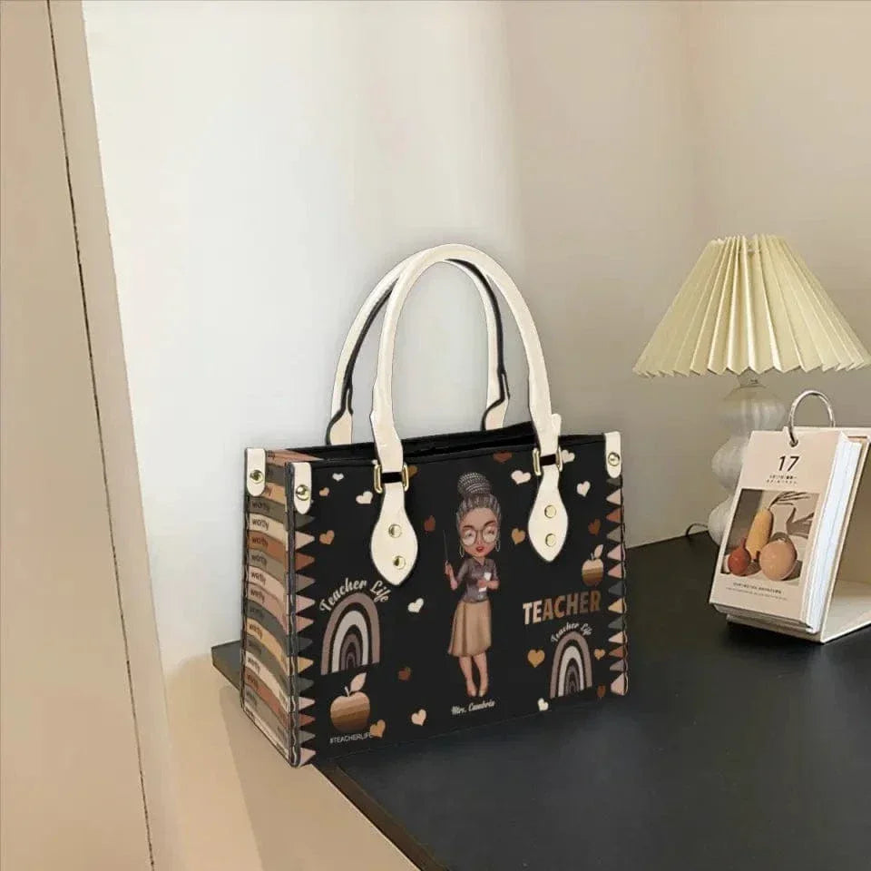 Personalized Leather Bucket Bag - Gift For Teacher - Joliny