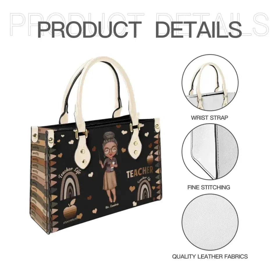 Personalized Leather Bucket Bag - Gift For Teacher - Joliny