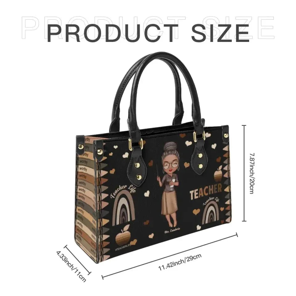 Personalized Leather Bucket Bag - Gift For Teacher - Joliny