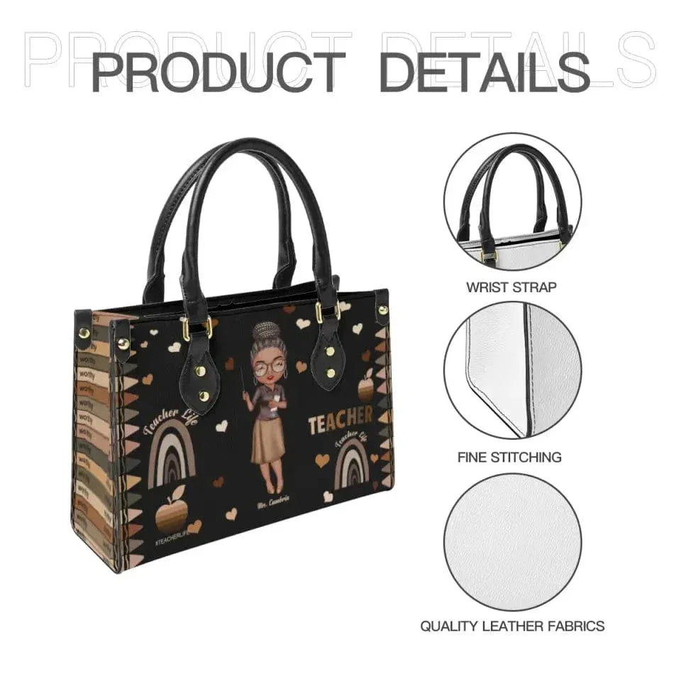 Personalized Leather Bucket Bag - Gift For Teacher - Joliny