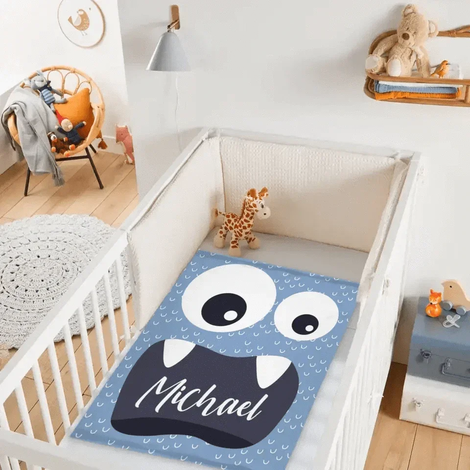 Personalized Little Monster Blanket for Kids, Custom Name Throw for Boys and Girls, Cute and Cuddly Creature - Joliny