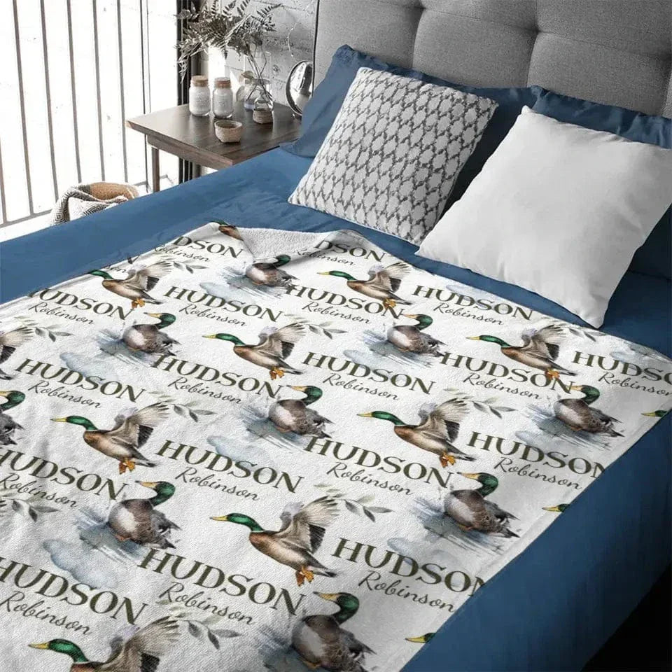 Personalized Mallard Duck Boy, Girl Name Blanket - Joliny