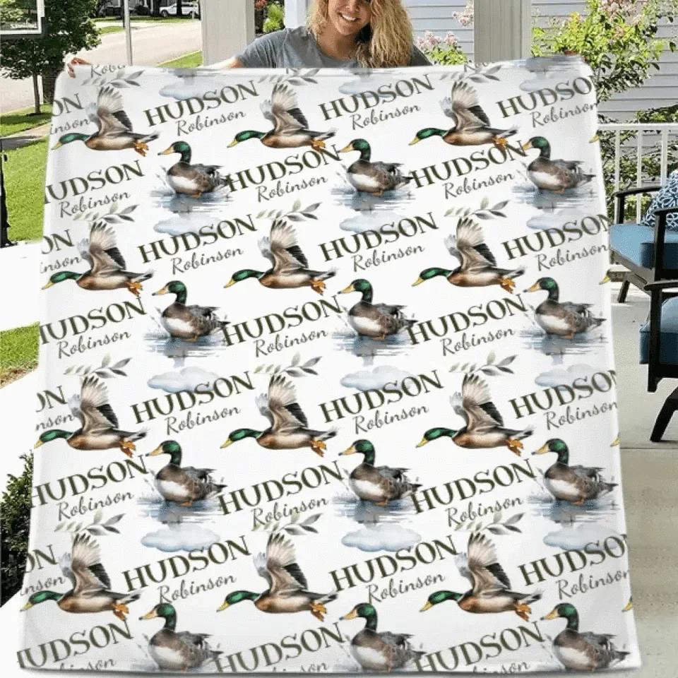 Personalized Mallard Duck Boy, Girl Name Blanket - Joliny