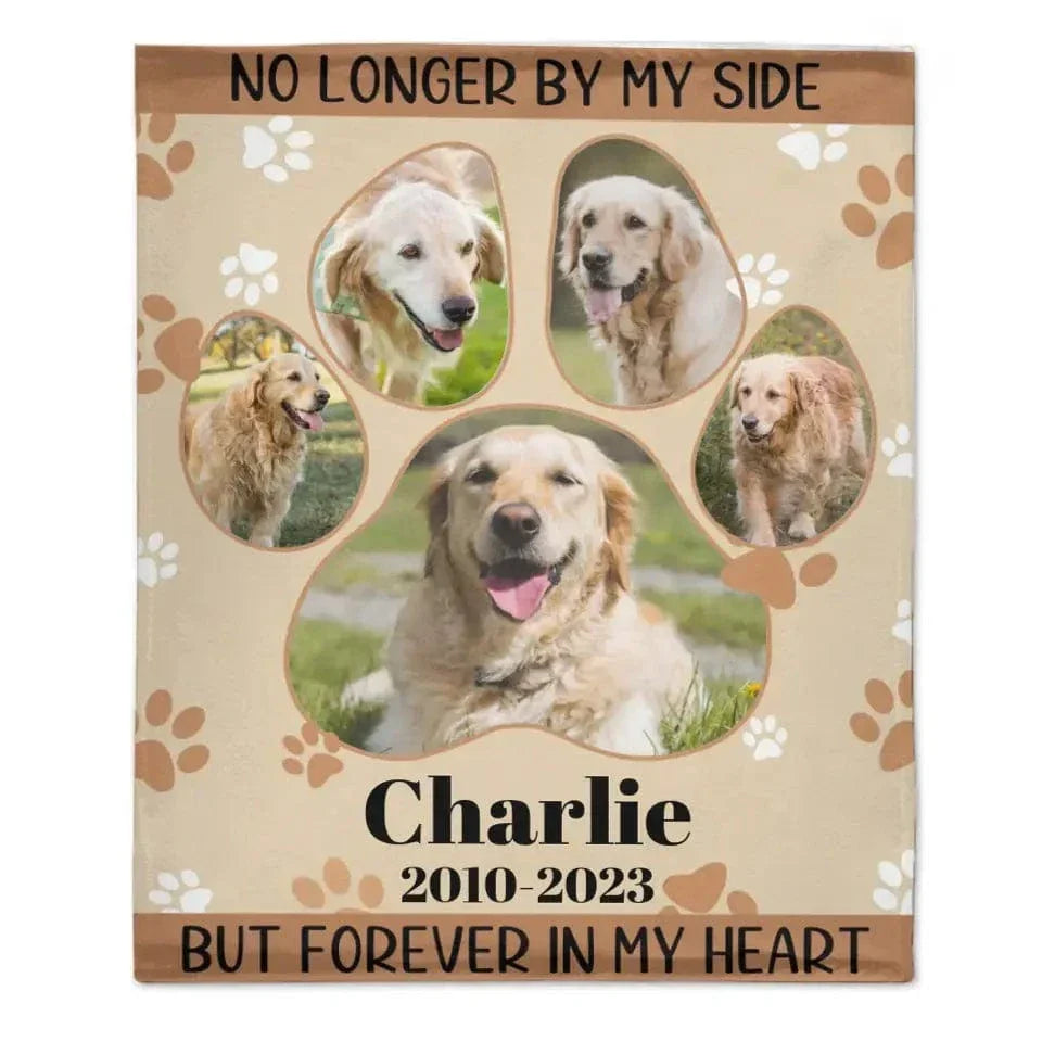 Personalized Memorial Blanket For Pet Lover Custom Photo - No Longer By My Side But Forever In My Heart - Joliny