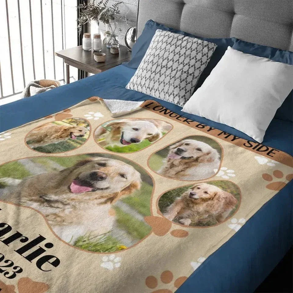 Personalized Memorial Blanket For Pet Lover Custom Photo - No Longer By My Side But Forever In My Heart - Joliny