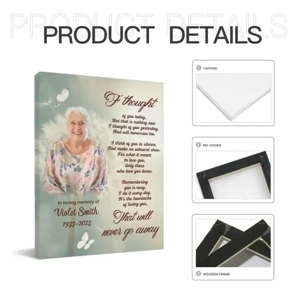 Personalized Memorial Canvas Wall Art - Family Loss I Thought Of You Today - Joliny