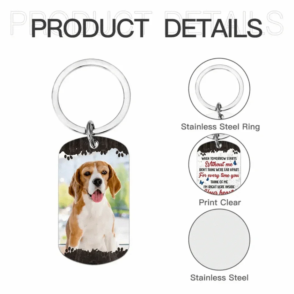 Personalized Memorial Gifts For Loss Of Pet Custom Photo Keychain - When Tomorrow Starts Without Me - Joliny