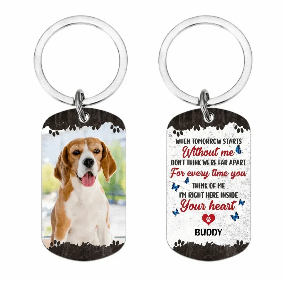 Personalized Memorial Gifts For Loss Of Pet Custom Photo Keychain - When Tomorrow Starts Without Me - Joliny