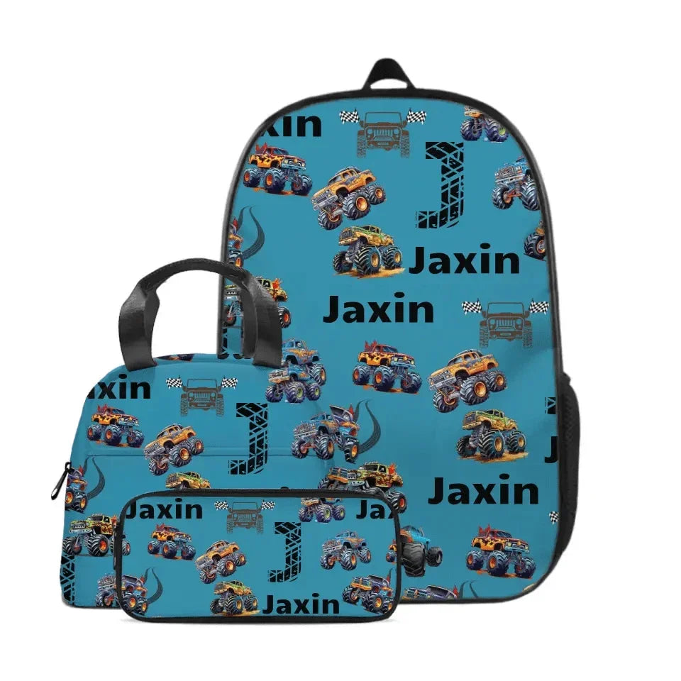 Personalized Monster Truck Kids Name Backpack School Season Gift - Joliny