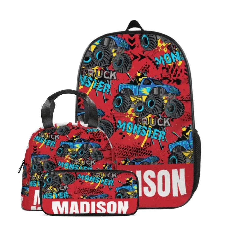 Personalized Monster Truck Name Custom Backpacks, Customized Kids School Season Gifts - Joliny