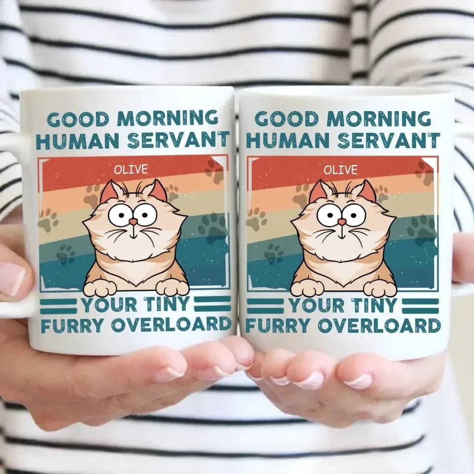 Personalized Mug - Good Morning Human Servant - Gift For Cat Lovers, Cat Mom, Cat Dad - Joliny