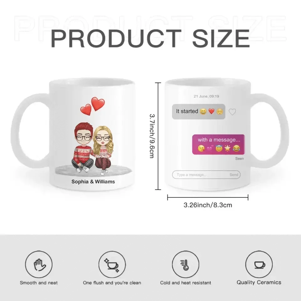 Personalized Mug It Started With A Message - Anniversary, Loving Gift For Spouse, Couples - Joliny
