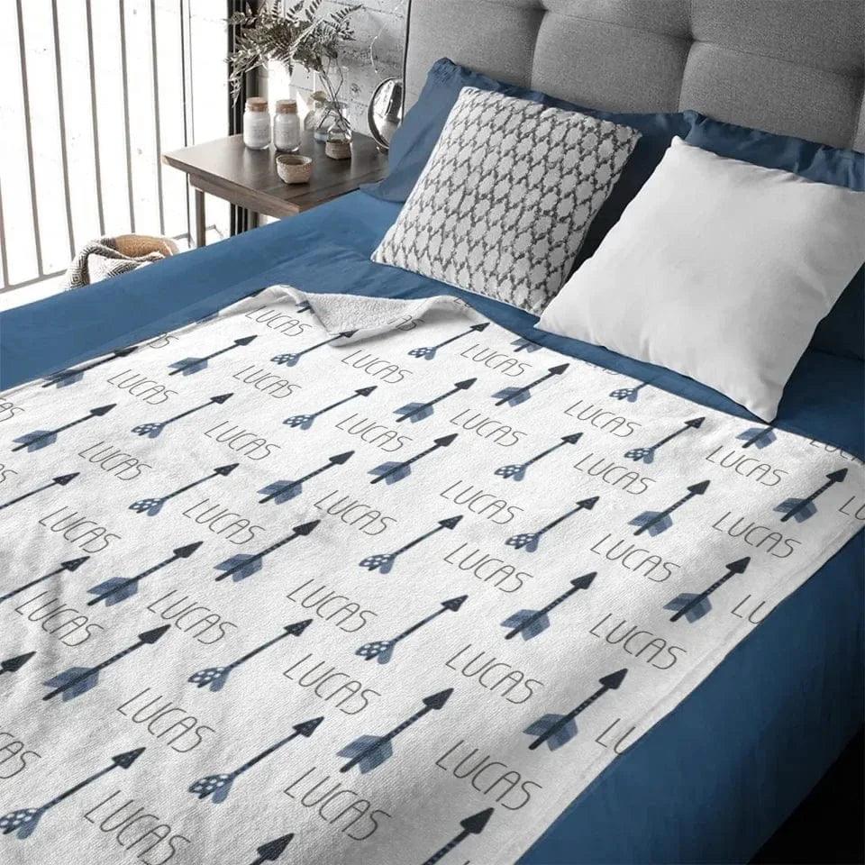 Personalized Name Custom Blue Arrow Baby Boy Blanket, Gift for Kids - Joliny