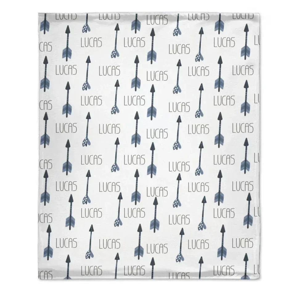 Personalized Name Custom Blue Arrow Baby Boy Blanket, Gift for Kids - Joliny