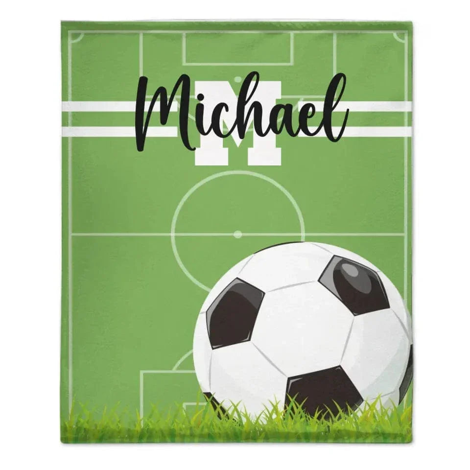 Personalized Name Custom Kids Soccer Blanket - Gifts for Kids Who Love Soccer - Joliny