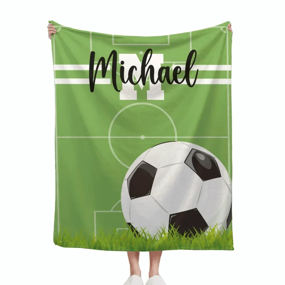Personalized Name Custom Kids Soccer Blanket - Gifts for Kids Who Love Soccer - Joliny