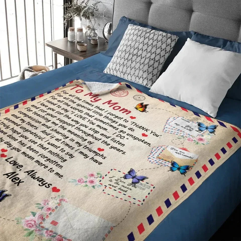 Personalized Name Custom Postcard Blanket - Gift for Mom - Joliny