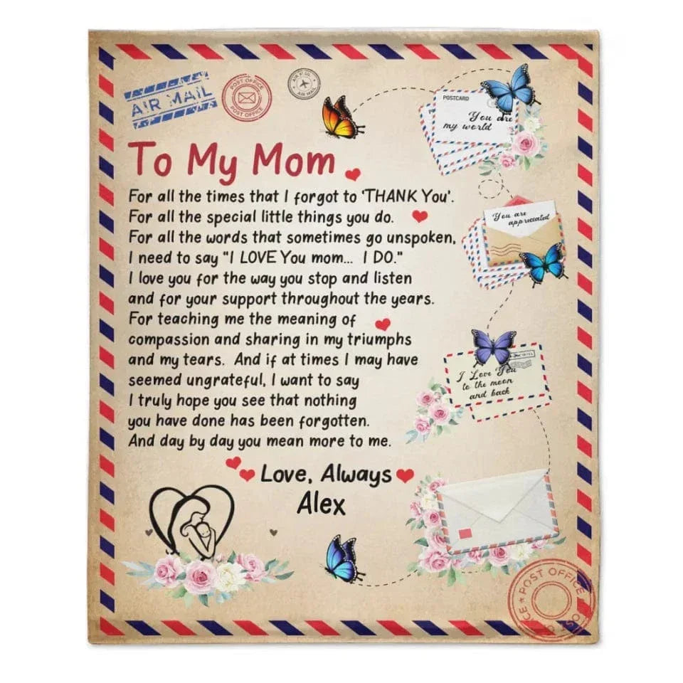 Personalized Name Custom Postcard Blanket - Gift for Mom - Joliny