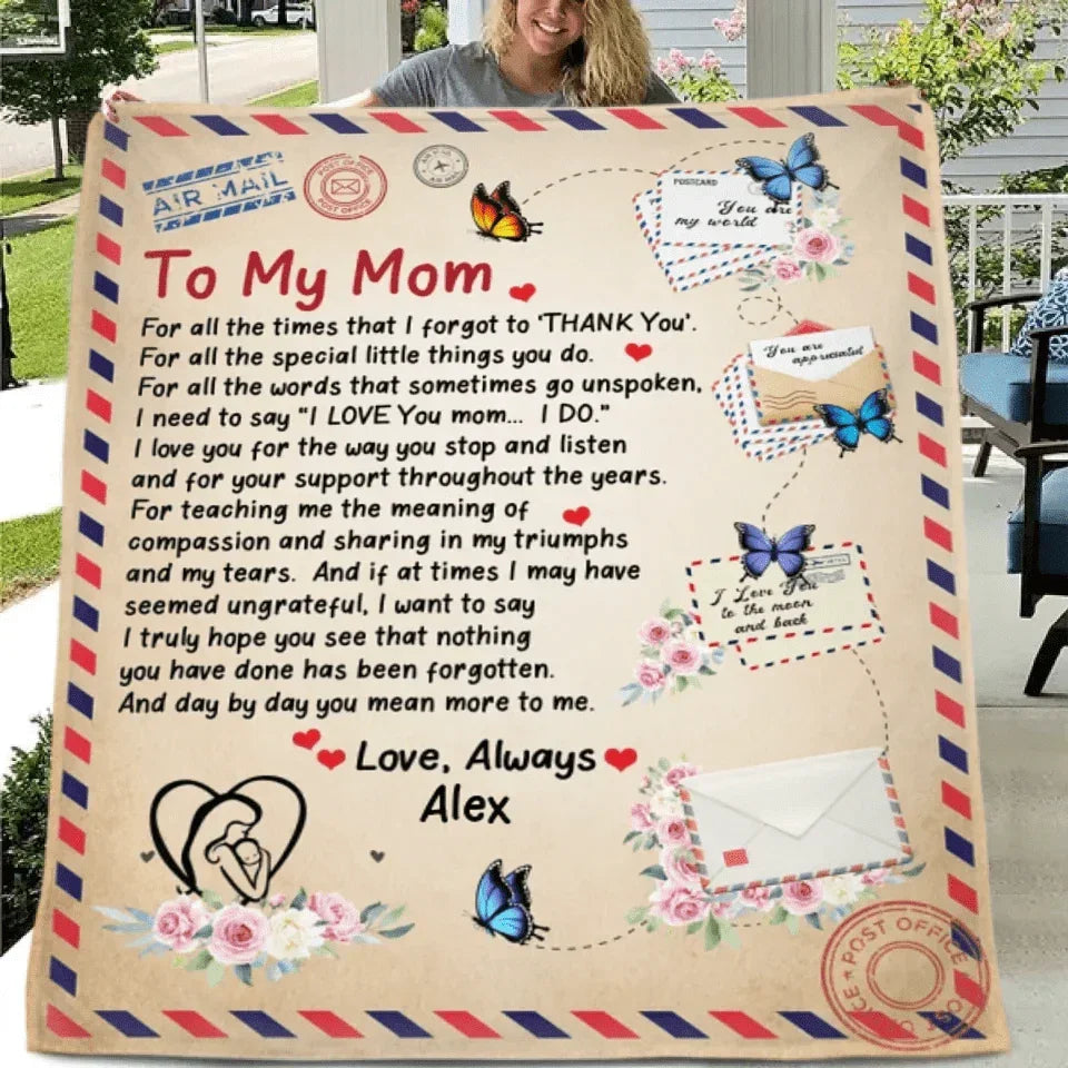 Personalized Name Custom Postcard Blanket - Gift for Mom - Joliny