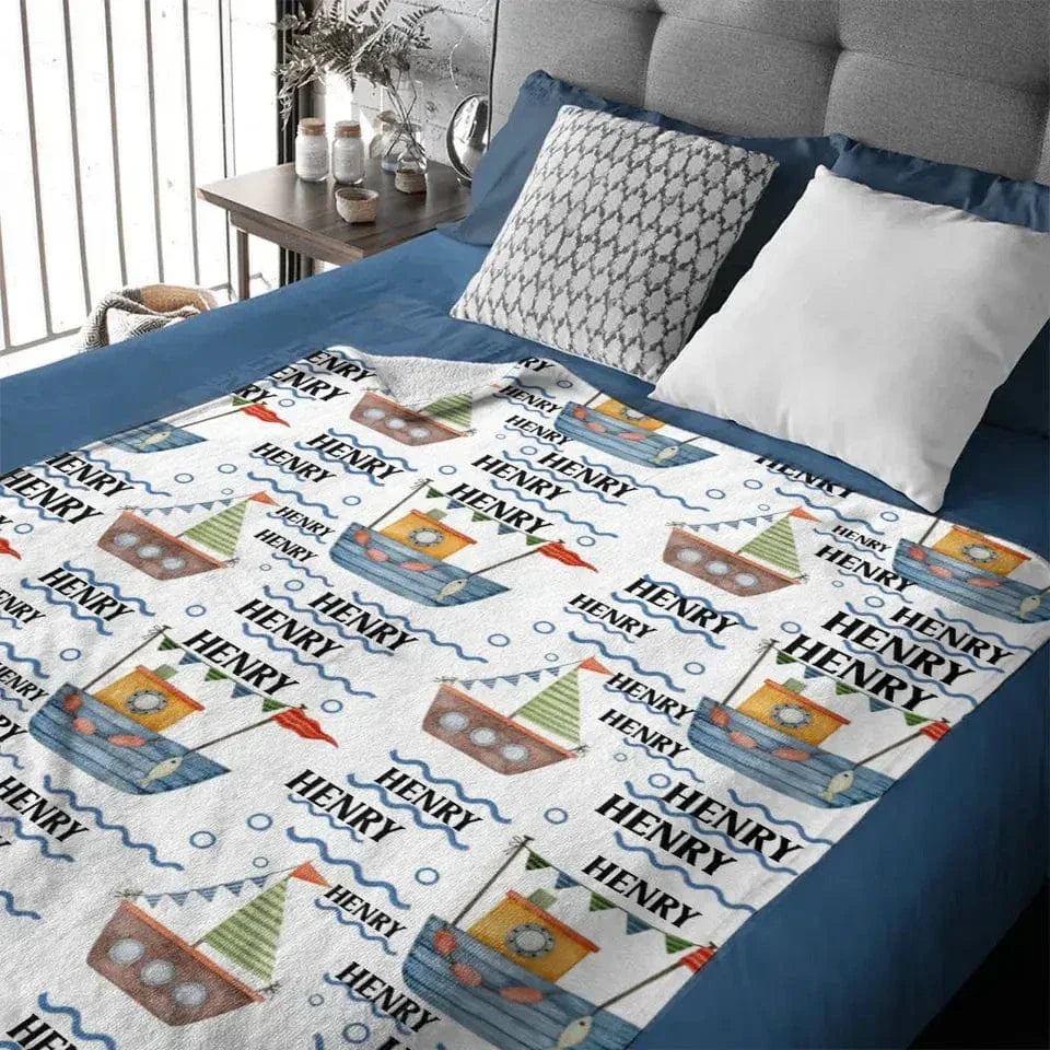 Personalized Nautical Baby Custom Name Blanket - Joliny