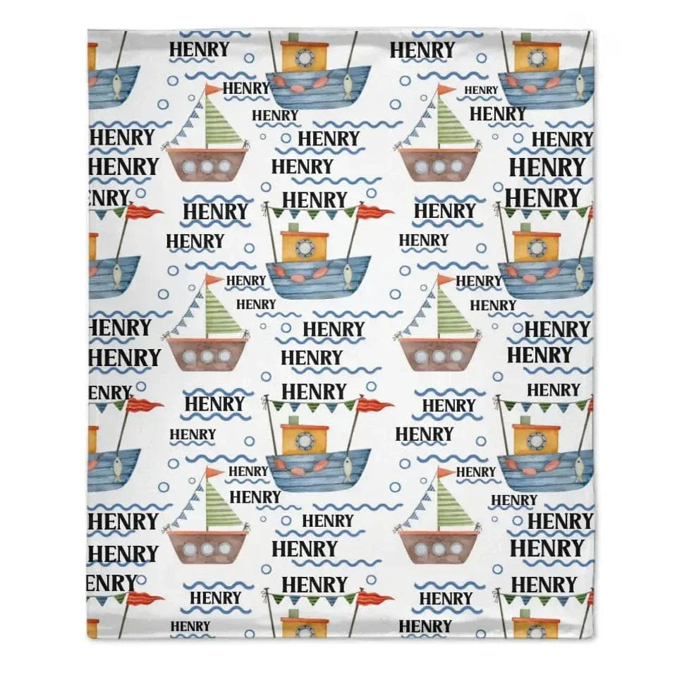 Personalized Nautical Baby Custom Name Blanket - Joliny