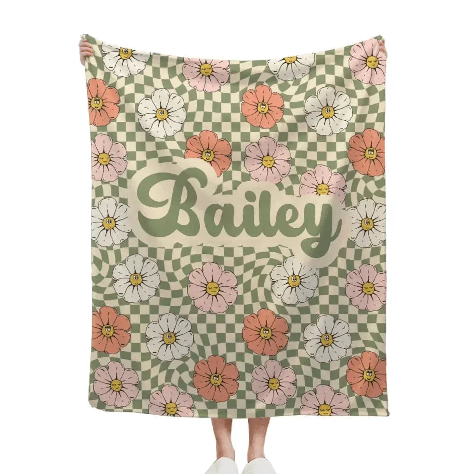 Personalized New Flower Retro Style In Vintage Rustic Style Blanket With Name - Joliny