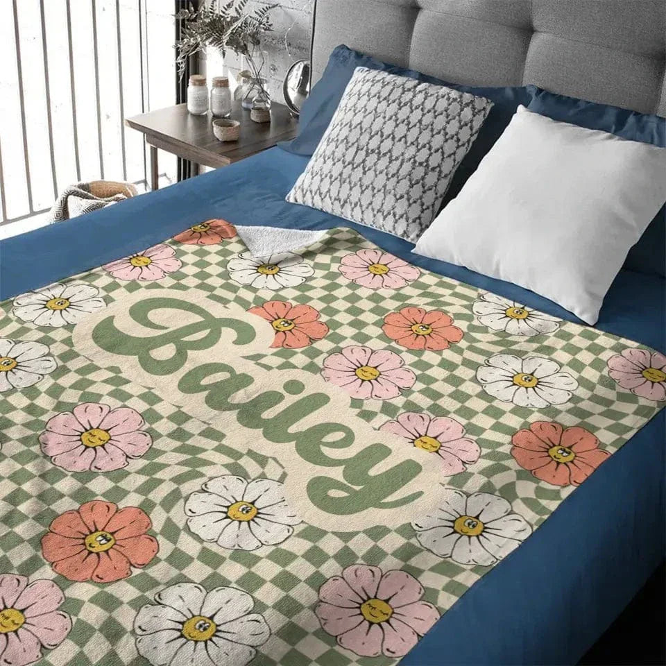Personalized New Flower Retro Style In Vintage Rustic Style Blanket With Name - Joliny