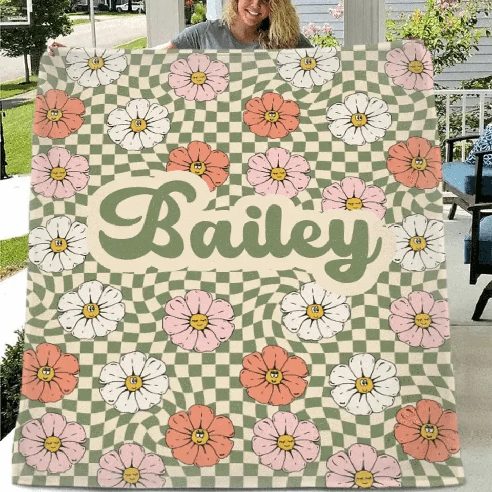 Personalized New Flower Retro Style In Vintage Rustic Style Blanket With Name - Joliny