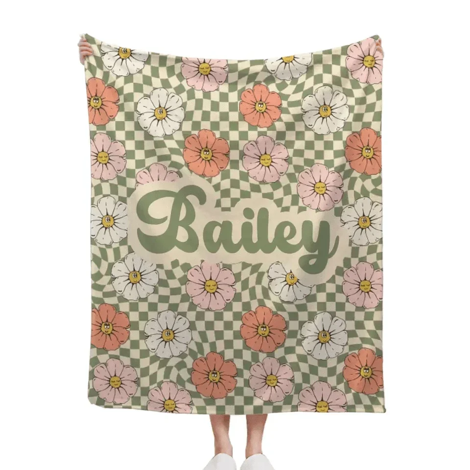 Personalized New Flower Retro Style In Vintage Rustic Style Blanket With Name - Joliny