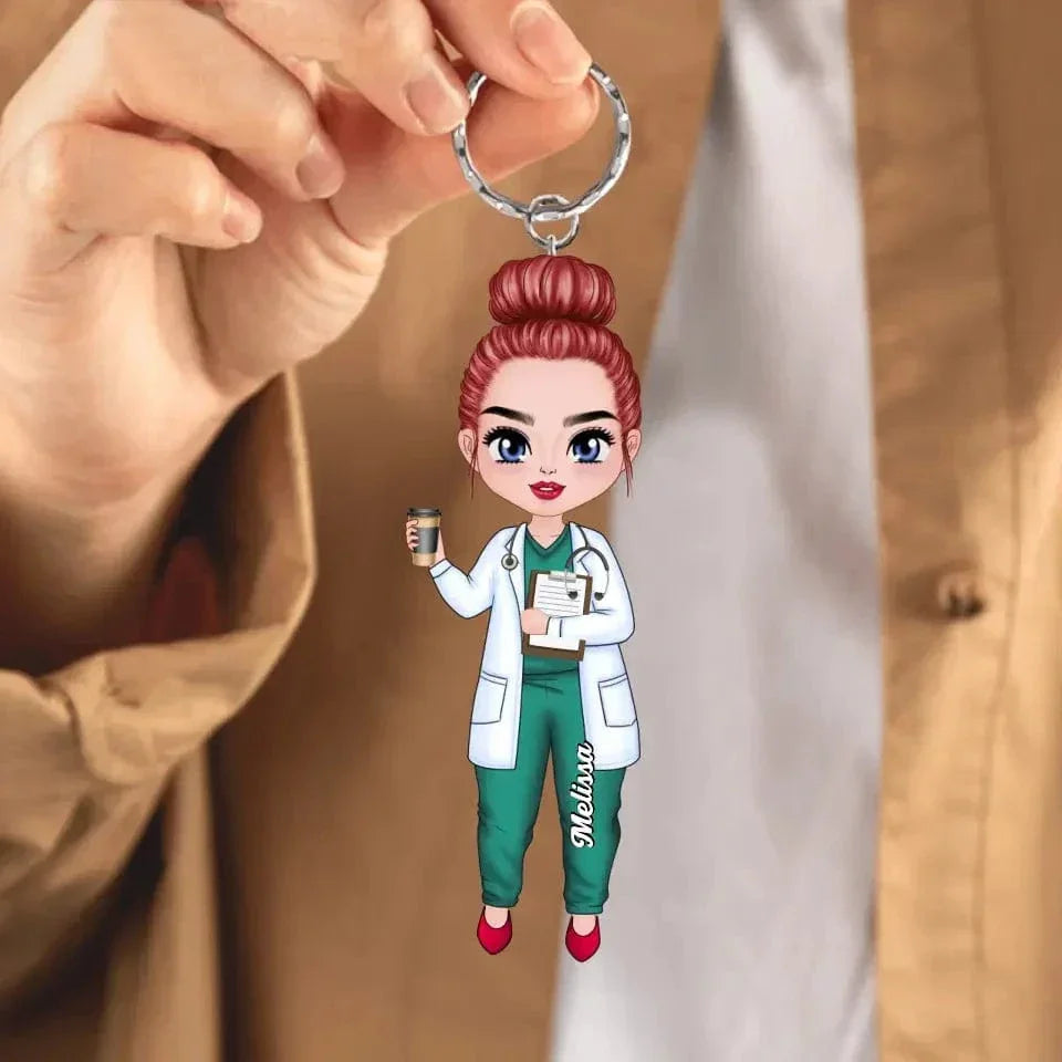 Personalized Nurse Character Keychain - Gift For Nurse - Joliny