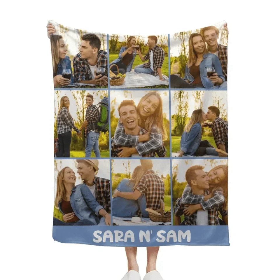 Personalized Photo Blanket with Text, Anniversary Gift Blanket, Gift for Her - Joliny