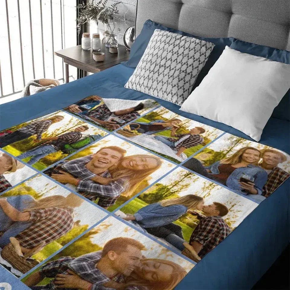 Personalized Photo Blanket with Text, Anniversary Gift Blanket, Gift for Her - Joliny
