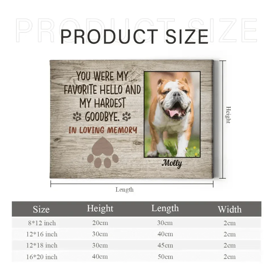 Personalized Photo Canvas For Pet- You Were My Favorite Hello And My Hardest Goodbye - Joliny