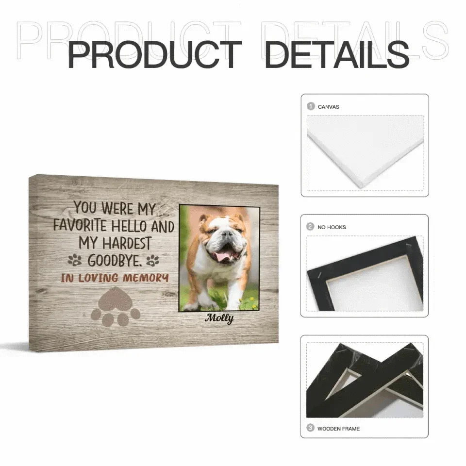 Personalized Photo Canvas For Pet- You Were My Favorite Hello And My Hardest Goodbye - Joliny