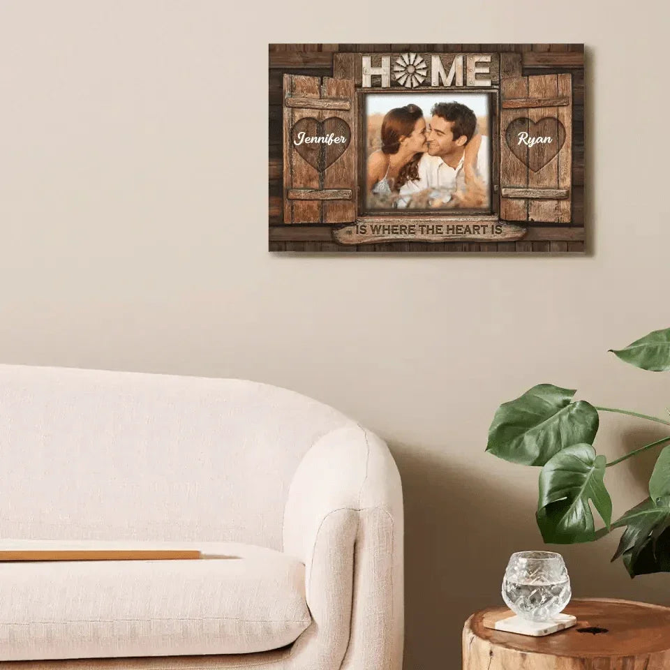 Personalized Photo Canvas Wall Art - Home Is Where The Heart Is - Joliny