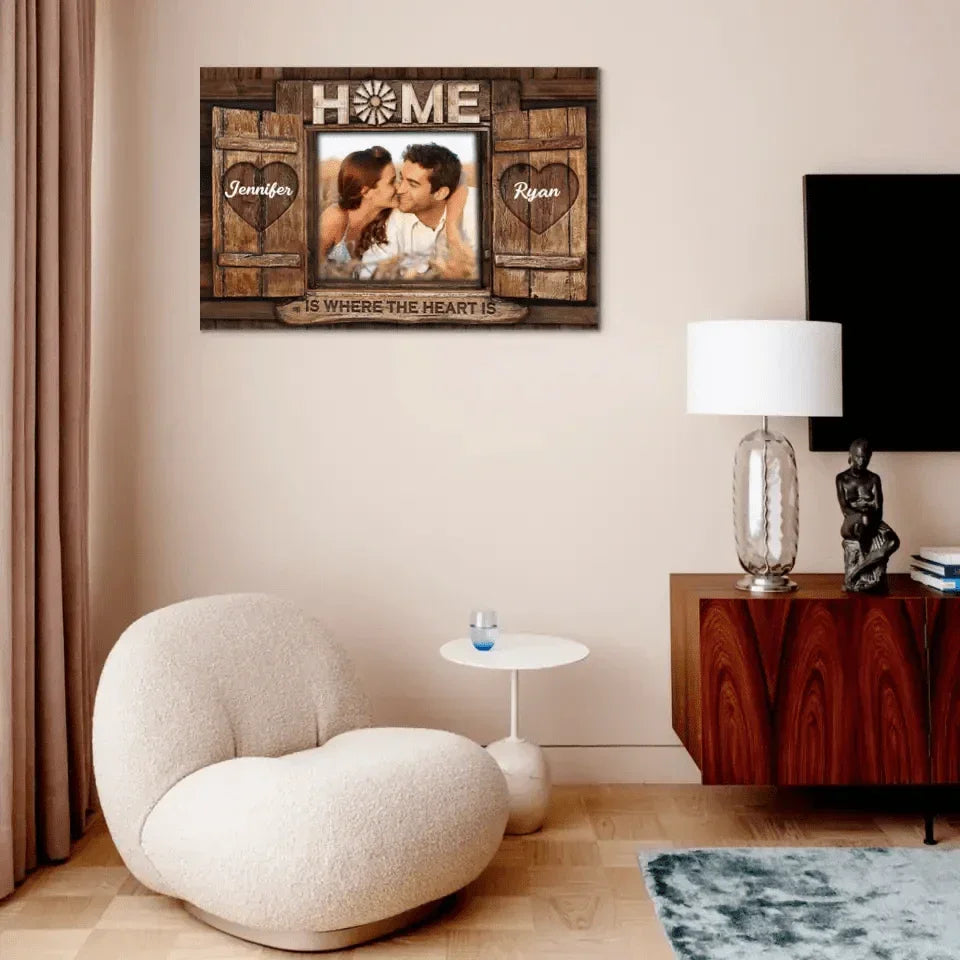 Personalized Photo Canvas Wall Art - Home Is Where The Heart Is - Joliny