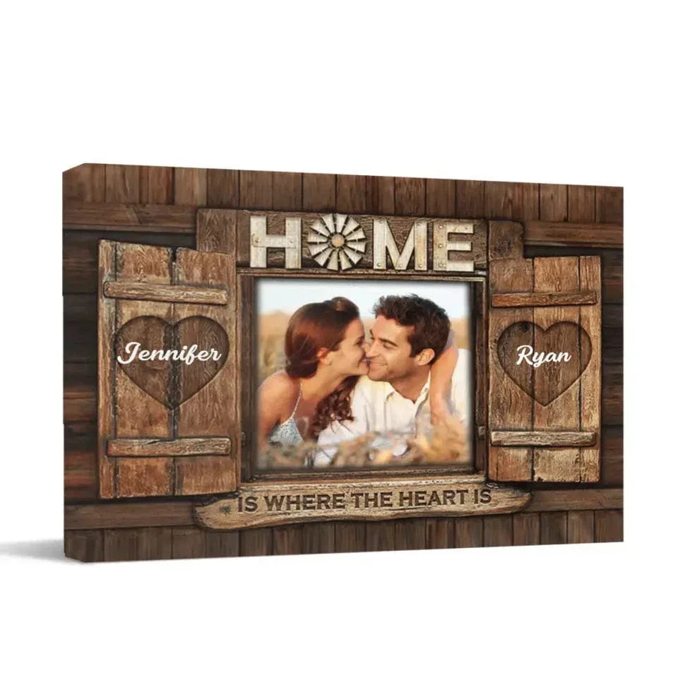 Personalized Photo Canvas Wall Art - Home Is Where The Heart Is - Joliny