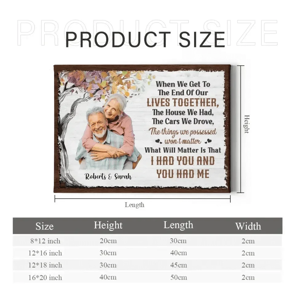 Personalized Photo Canvas - When We Get To The End - Joliny