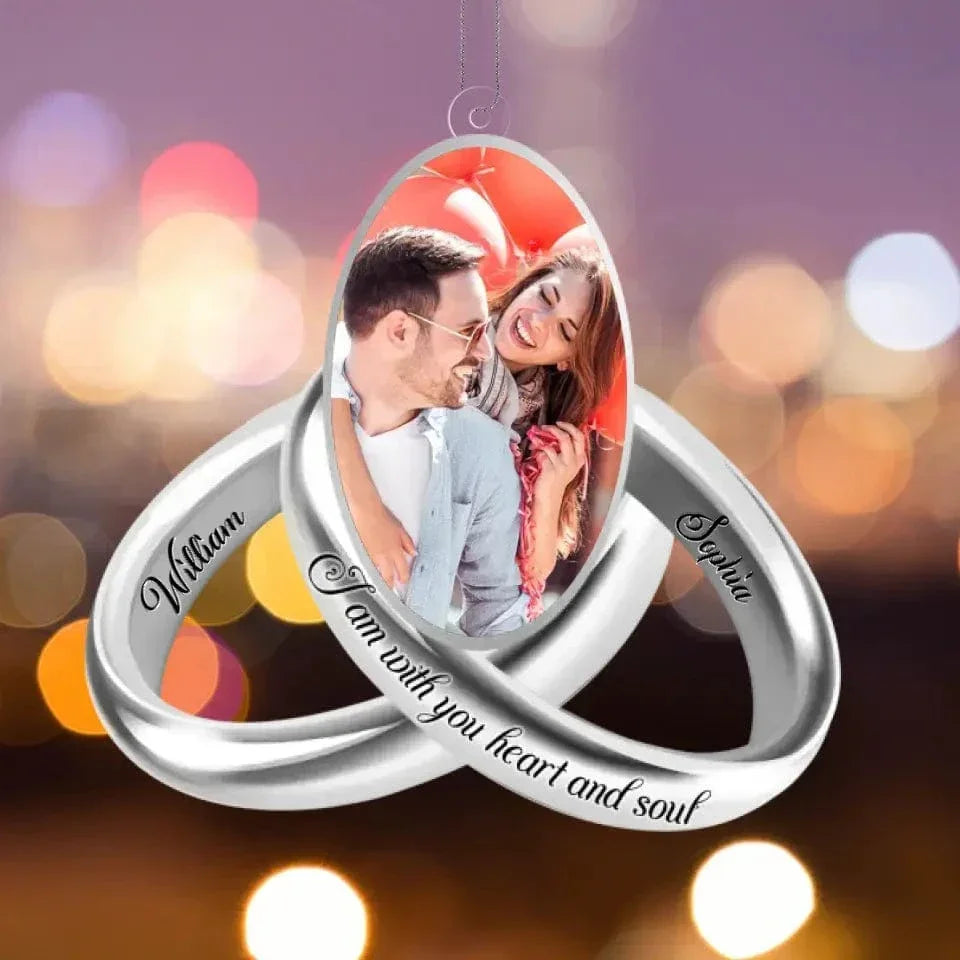 Personalized Photo Couple Silver Rings Acrylic Ornaments - Joliny