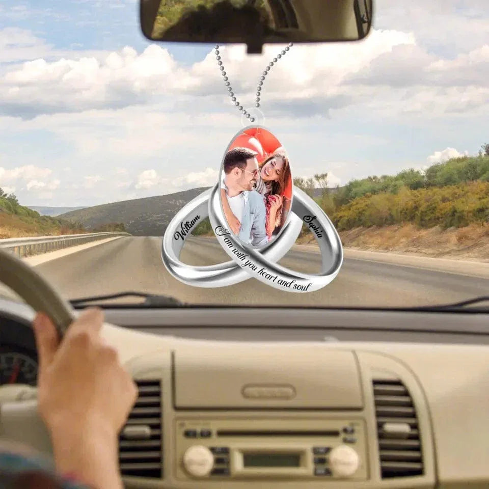 Personalized Photo Couple Silver Rings Acrylic Ornaments - Joliny