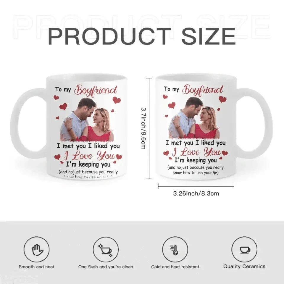 Personalized Photo Mug For Couple - I Met You, I Liked You, I Love You - Joliny